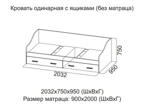 Кровать одинарная с ящиками (Без матраца 0,9*2,0) в Чебаркуле - chebarkul.магазин96.com | фото